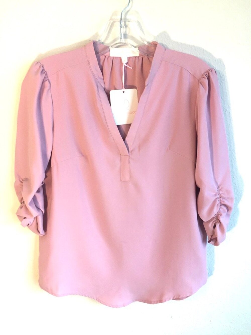Nordstrom Blush Pink V-Neck Ruffle Sleeve Top NWT